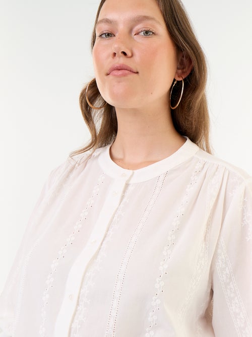 Embroidered long-sleeved blouse - Kiabi