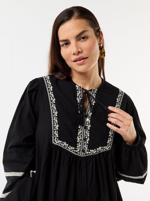 Embroidered Loose Maternity Dress - Kiabi