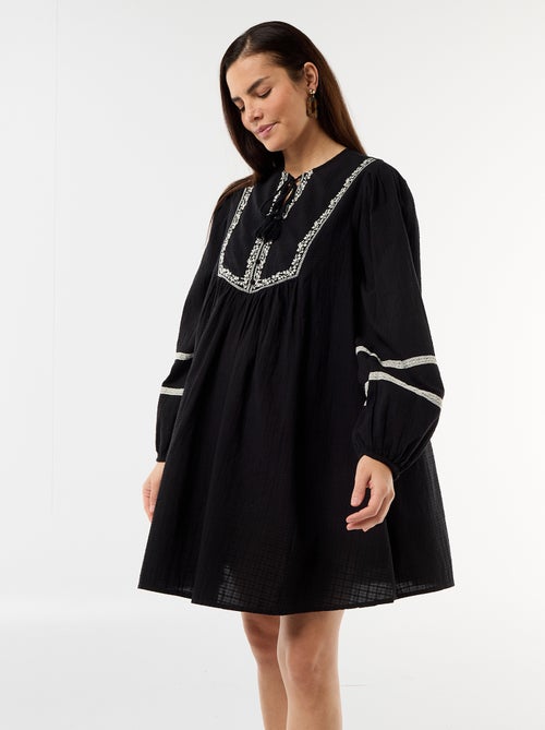 Embroidered Loose Maternity Dress - Kiabi