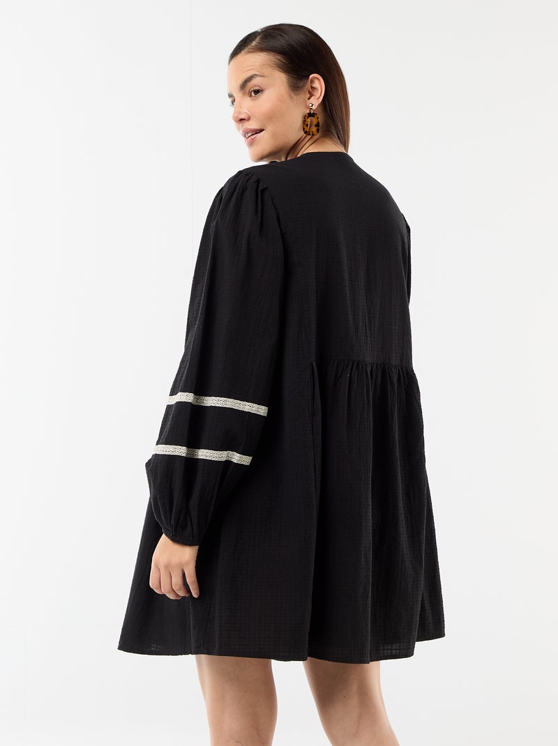 Embroidered Loose Maternity Dress Black - Kiabi