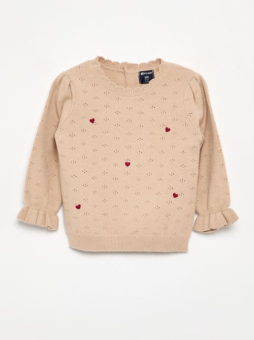 Embroidered Pointelle Knit Sweater - Kiabi
