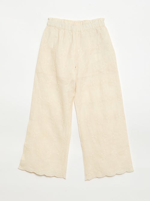 Embroidered Poplin Pants - Kiabi