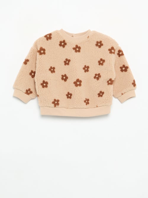 Embroidered sherpa effect sweatshirt - Kiabi