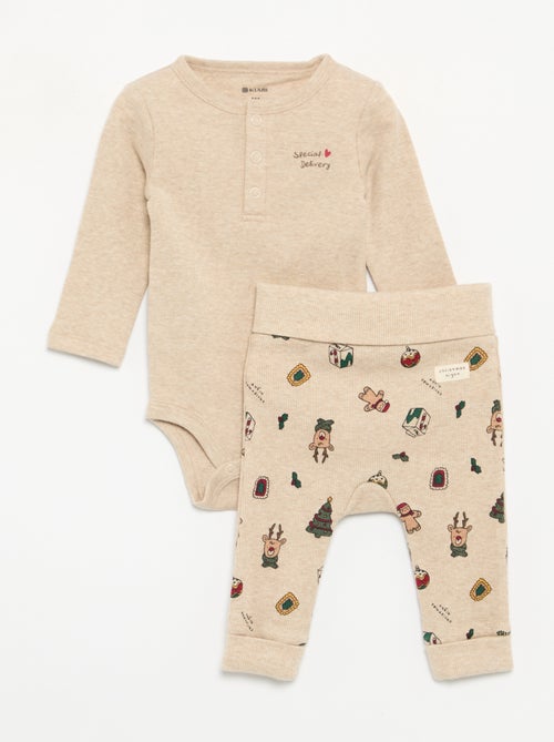 Ensemble 2 pièces - Body à manches longues + legging - Kiabi