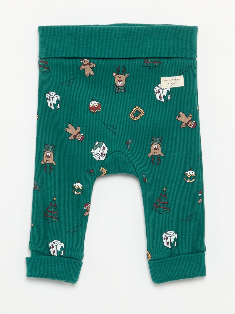 Ensemble 2 pièces - Body à manches longues + legging Vert - Kiabi