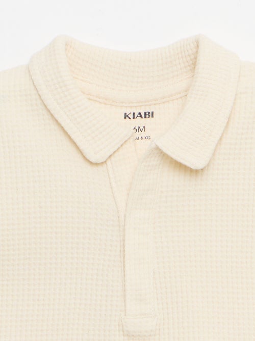 Ensemble 2 pièces - polo + short en maille gaufrée - Kiabi