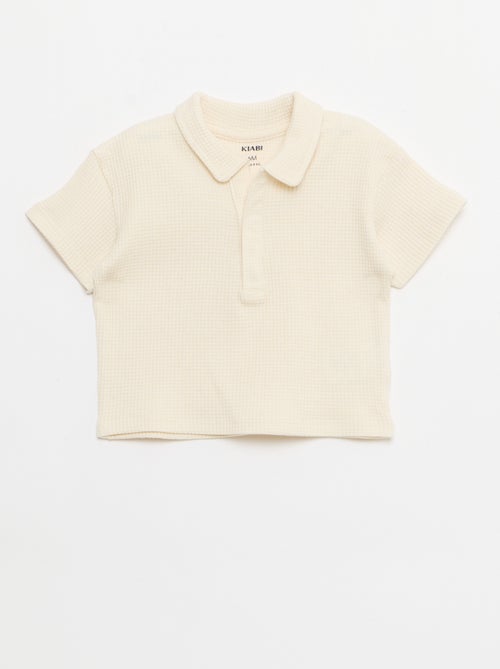 Ensemble 2 pièces - polo + short en maille gaufrée - Kiabi