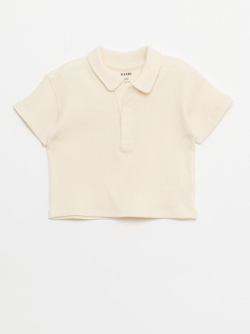 Ensemble 2 pièces - polo + short en maille gaufrée Blanc - Kiabi