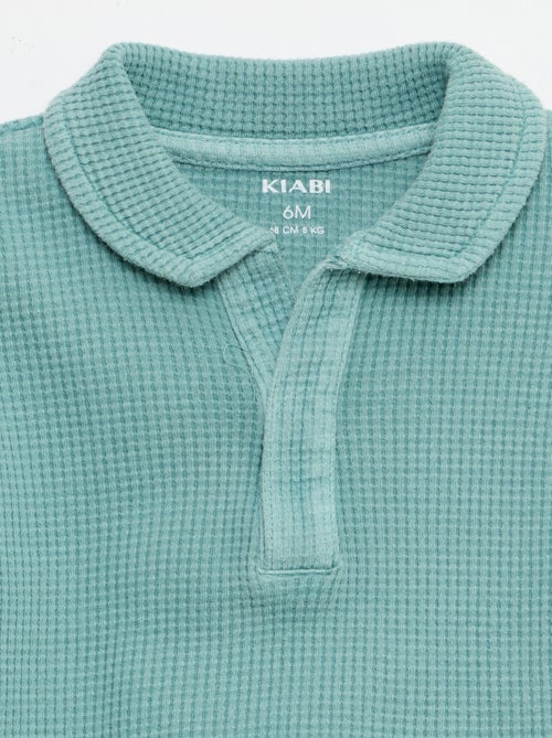 Ensemble 2 pièces - polo + short en maille gaufrée - Kiabi