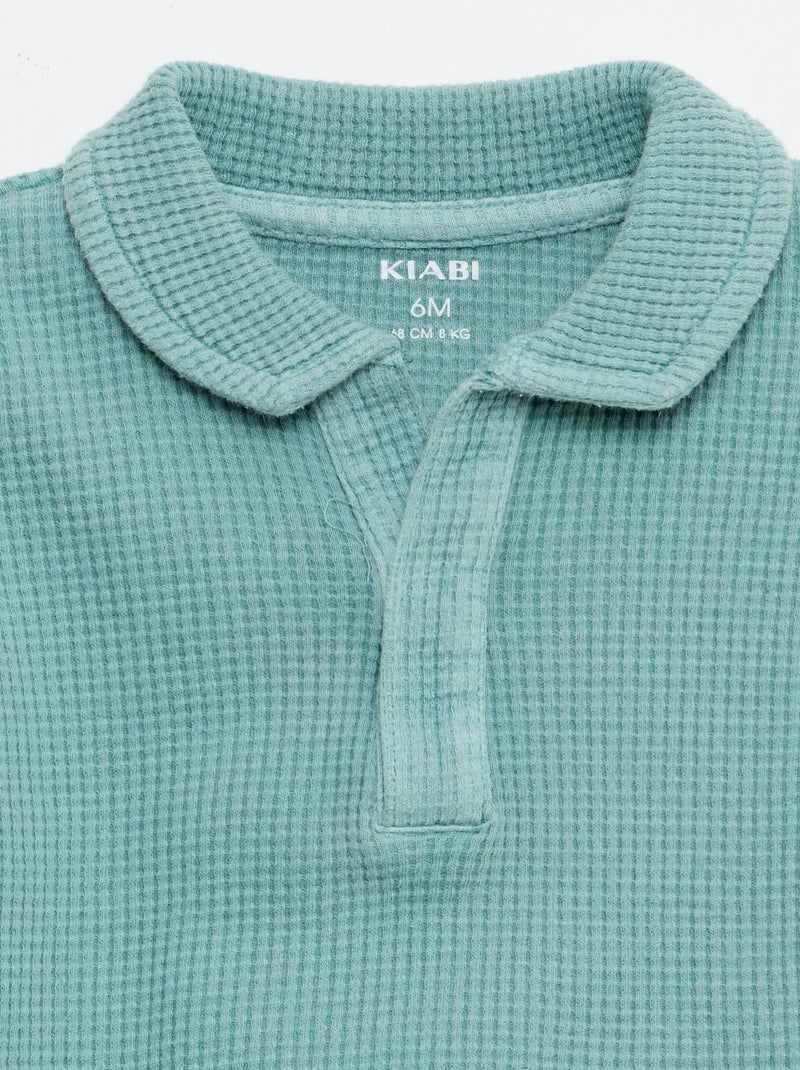 Ensemble 2 pièces - polo + short en maille gaufrée Bleu - Kiabi