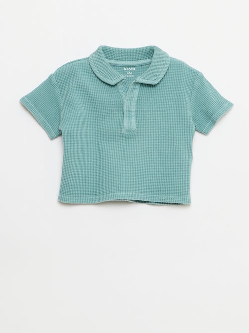 Ensemble 2 pièces - polo + short en maille gaufrée - Kiabi
