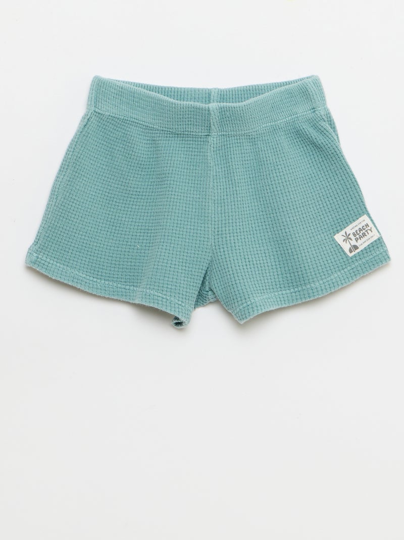 Ensemble 2 pièces - polo + short en maille gaufrée Bleu - Kiabi