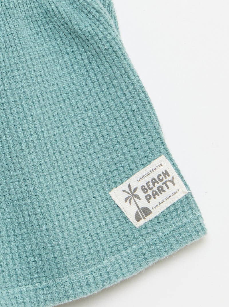 Ensemble 2 pièces - polo + short en maille gaufrée Bleu - Kiabi