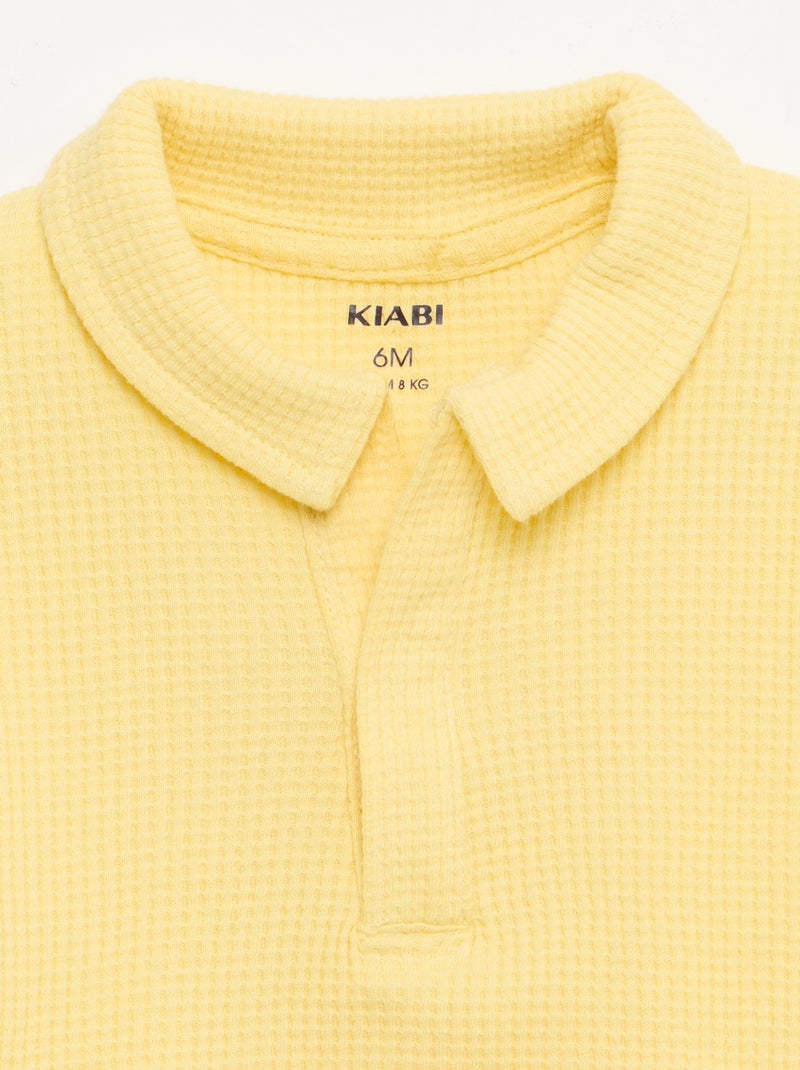 Ensemble 2 pièces - polo + short en maille gaufrée Jaune - Kiabi