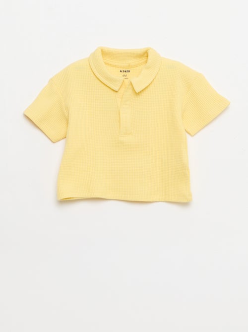 Ensemble 2 pièces - polo + short en maille gaufrée - Kiabi