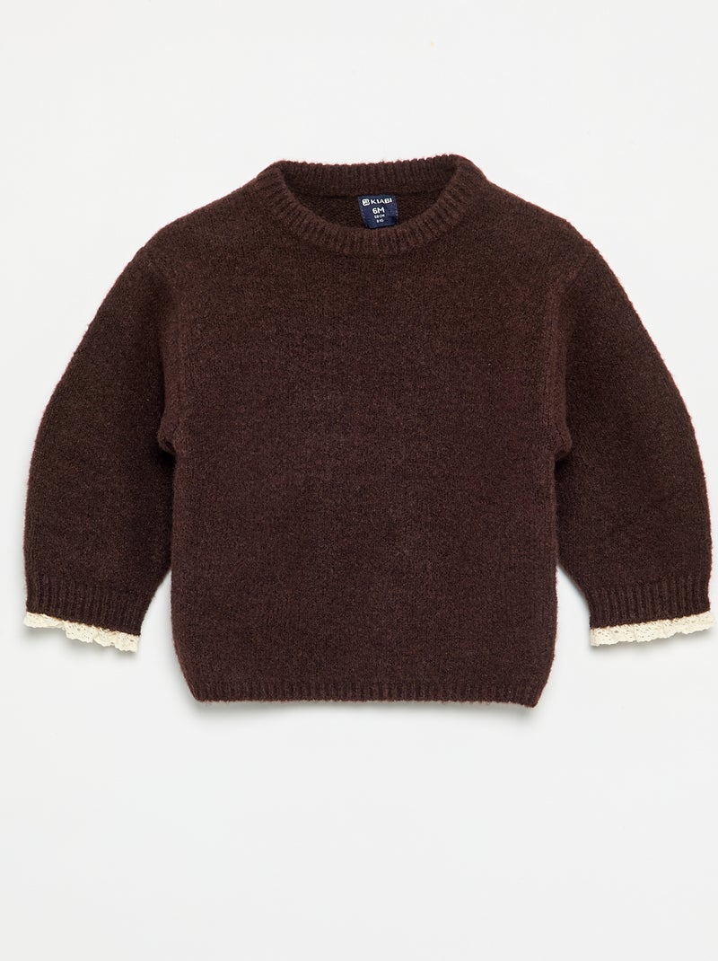 Ensemble 2 pièces - pull + foulard avec détails en macramé Marron - Kiabi