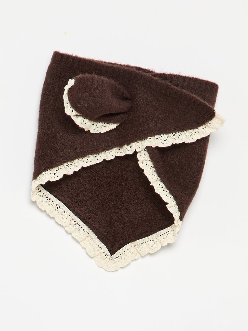 Ensemble 2 pièces - pull + foulard avec détails en macramé Marron - Kiabi