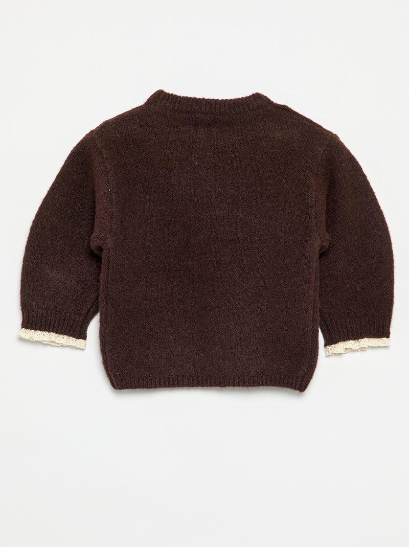 Ensemble 2 pièces - pull + foulard avec détails en macramé Marron - Kiabi
