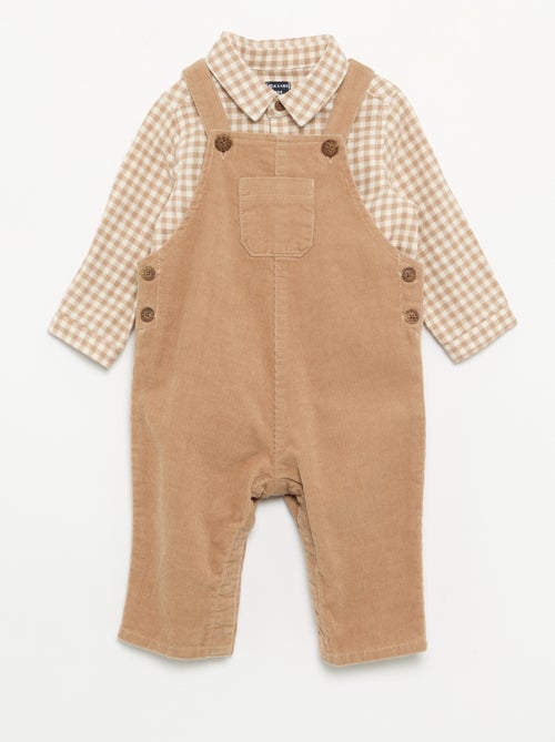 Ensemble 2 pièces - Salopette longue + Chemise à manches longues - Kiabi