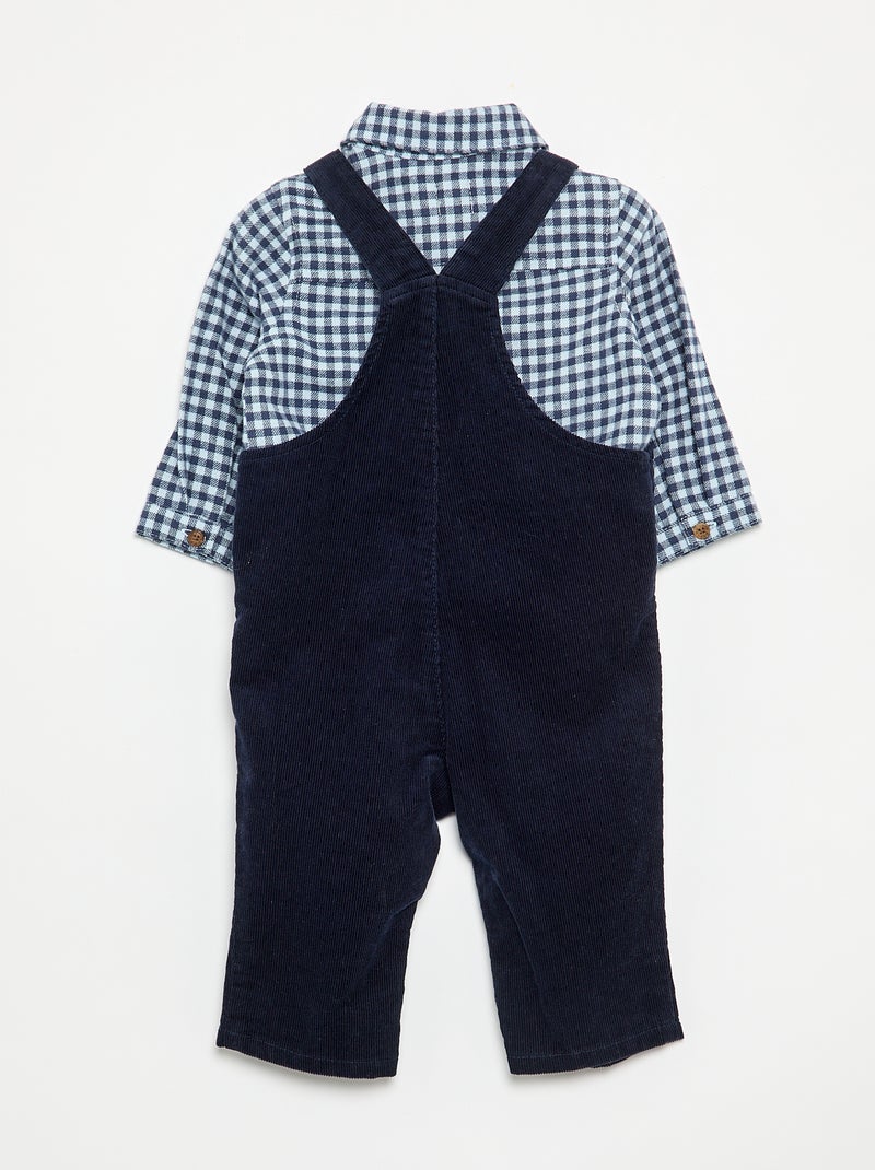 Ensemble 2 pièces - Salopette longue + Chemise à manches longues Bleu - Kiabi