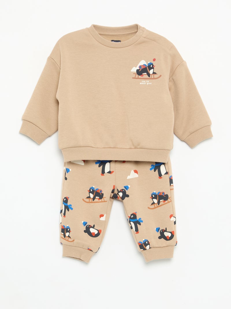 Ensemble 2 pièces - Sweat + pantalon Beige - Kiabi