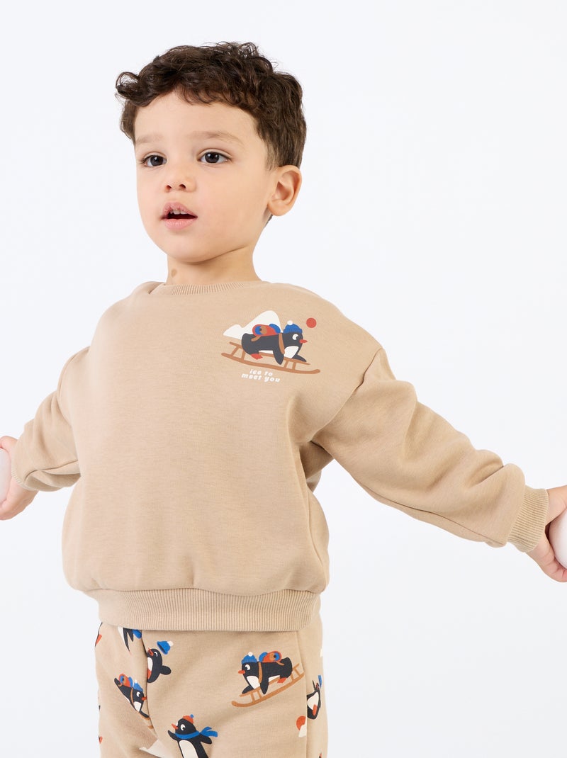 Ensemble 2 pièces - Sweat + pantalon Beige - Kiabi