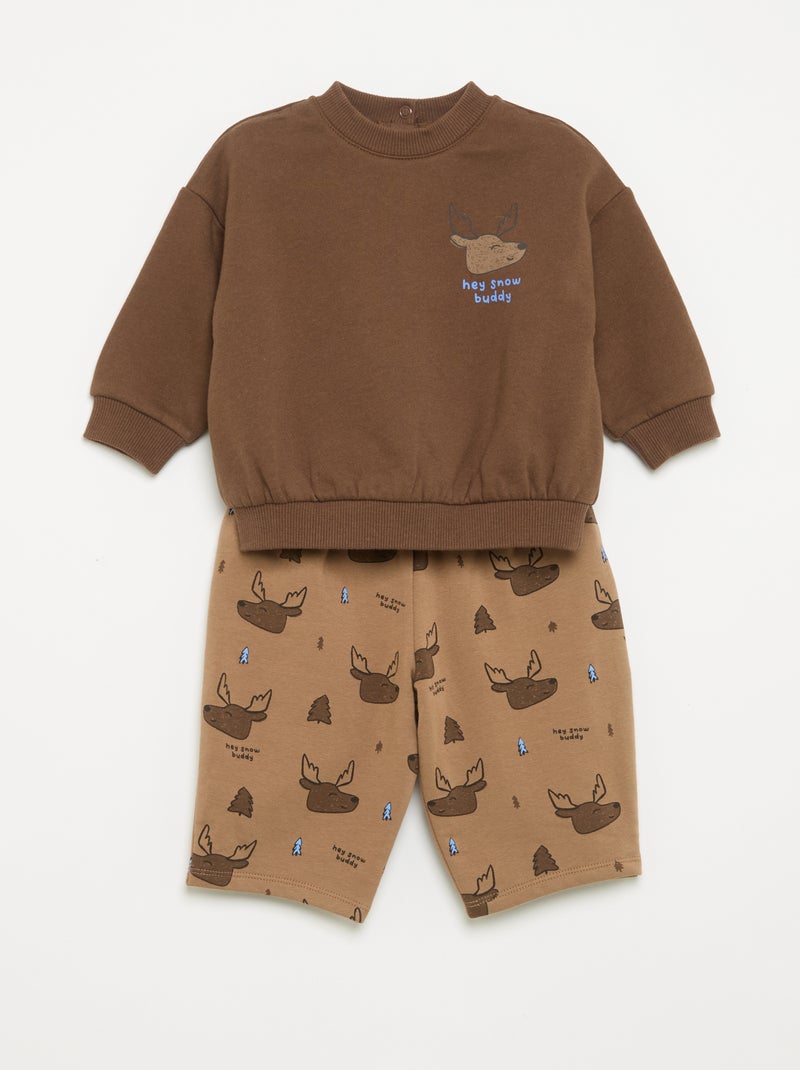 Ensemble 2 pièces - Sweat + pantalon Marron - Kiabi