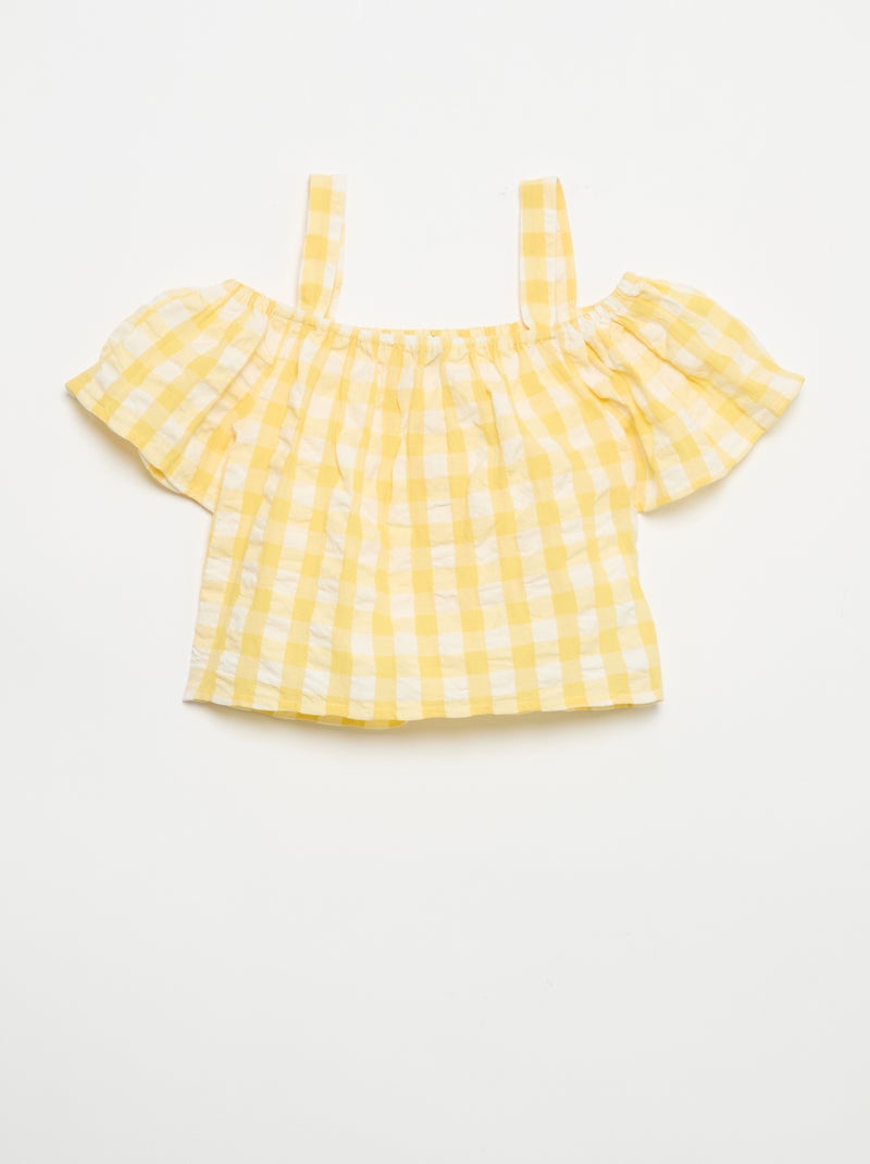 Ensemble 2 pièces blouse et short avec volants Jaune - Kiabi