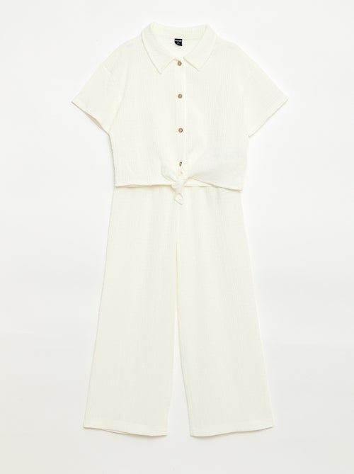 Ensemble 2 pièces chemise + pantalon large - Kiabi
