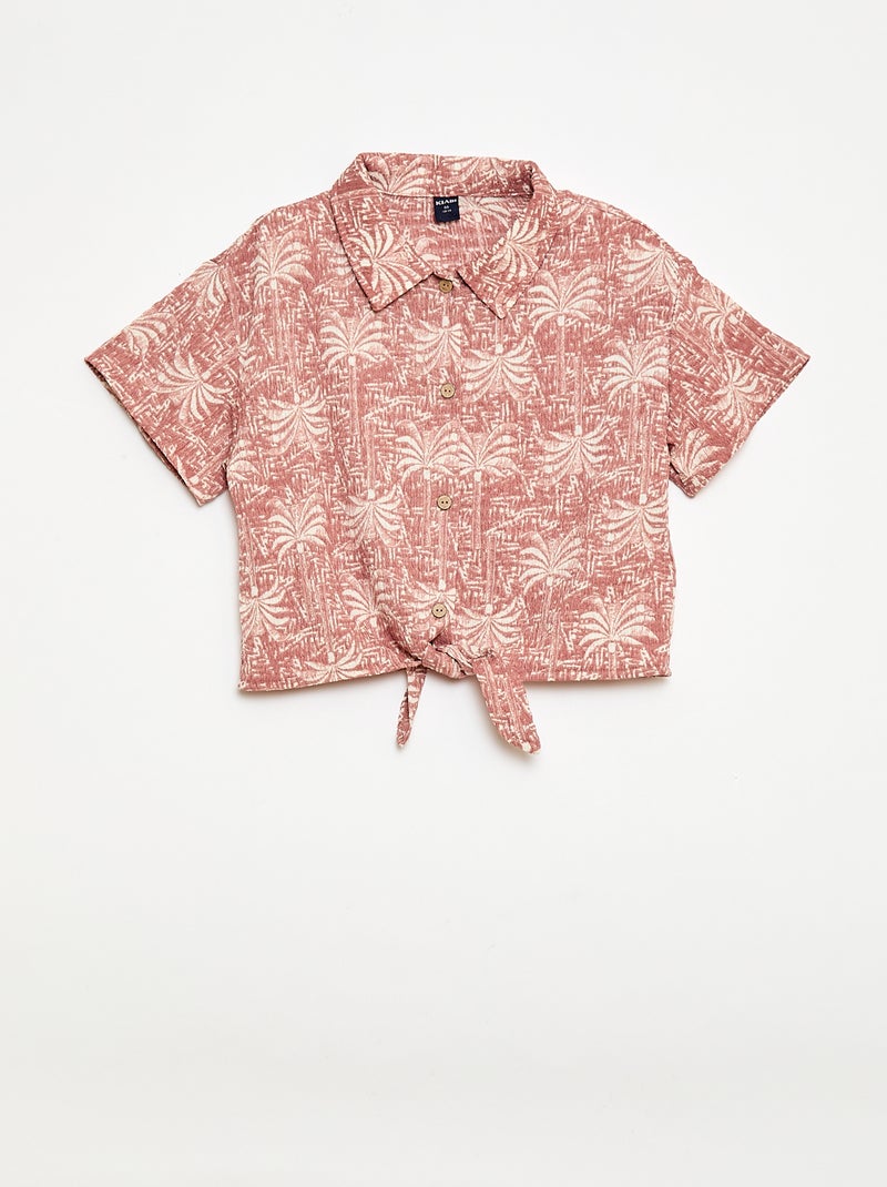 Ensemble 2 pièces chemise + pantalon large Rose - Kiabi