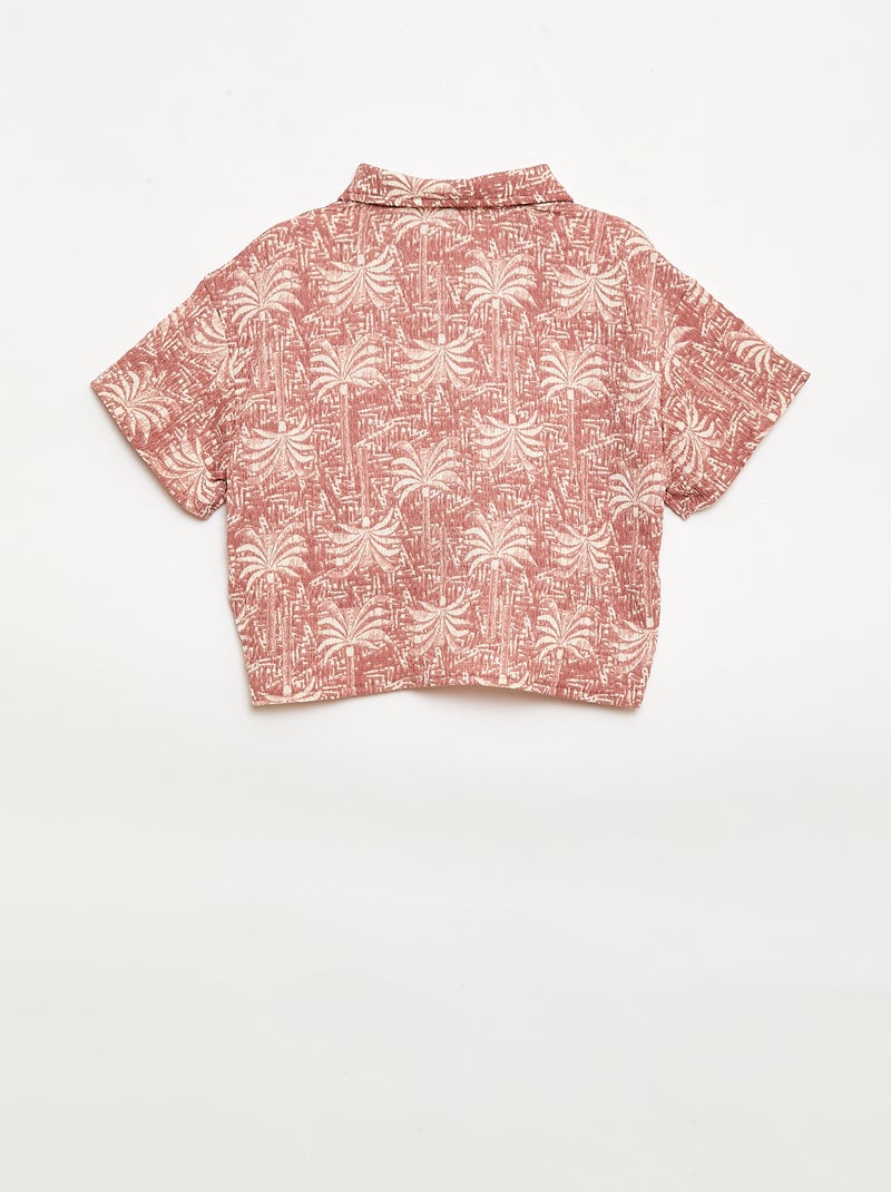 Ensemble 2 pièces chemise + pantalon large Rose - Kiabi