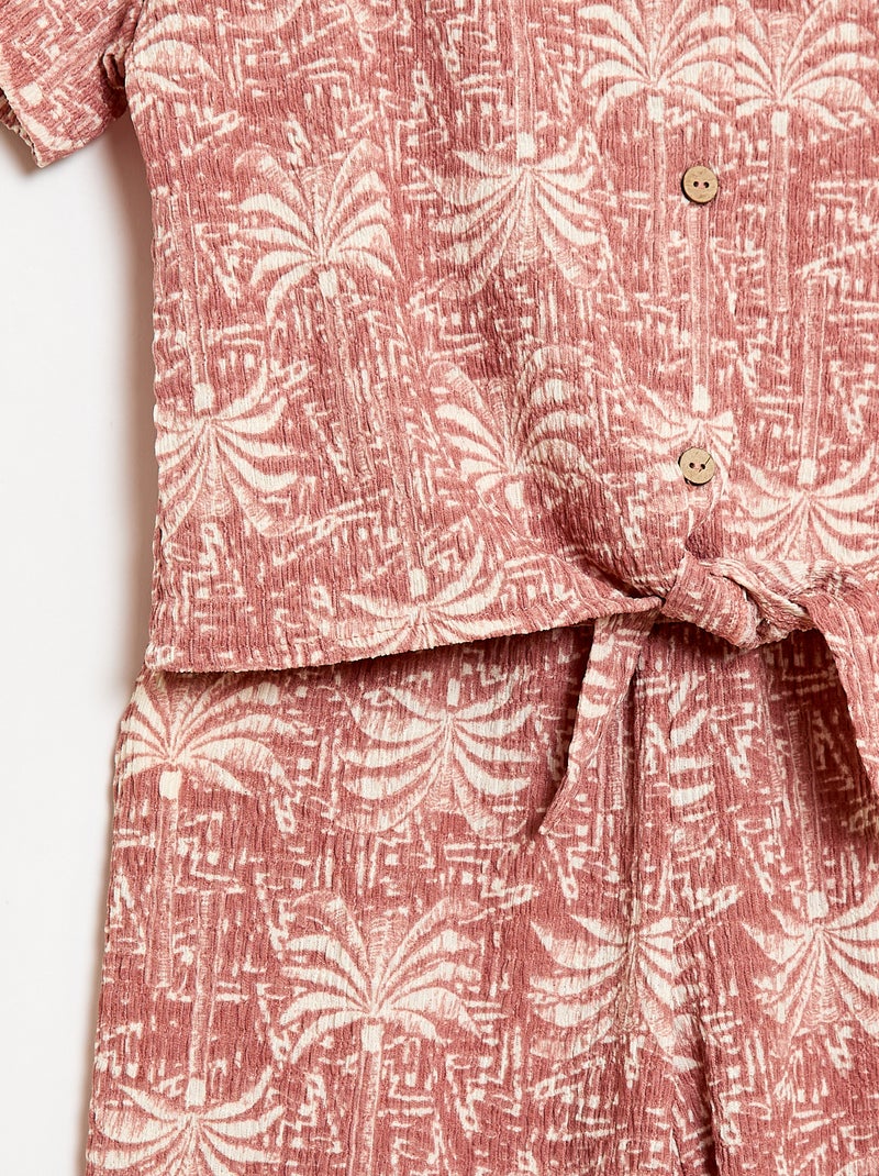 Ensemble 2 pièces chemise + pantalon large Rose - Kiabi