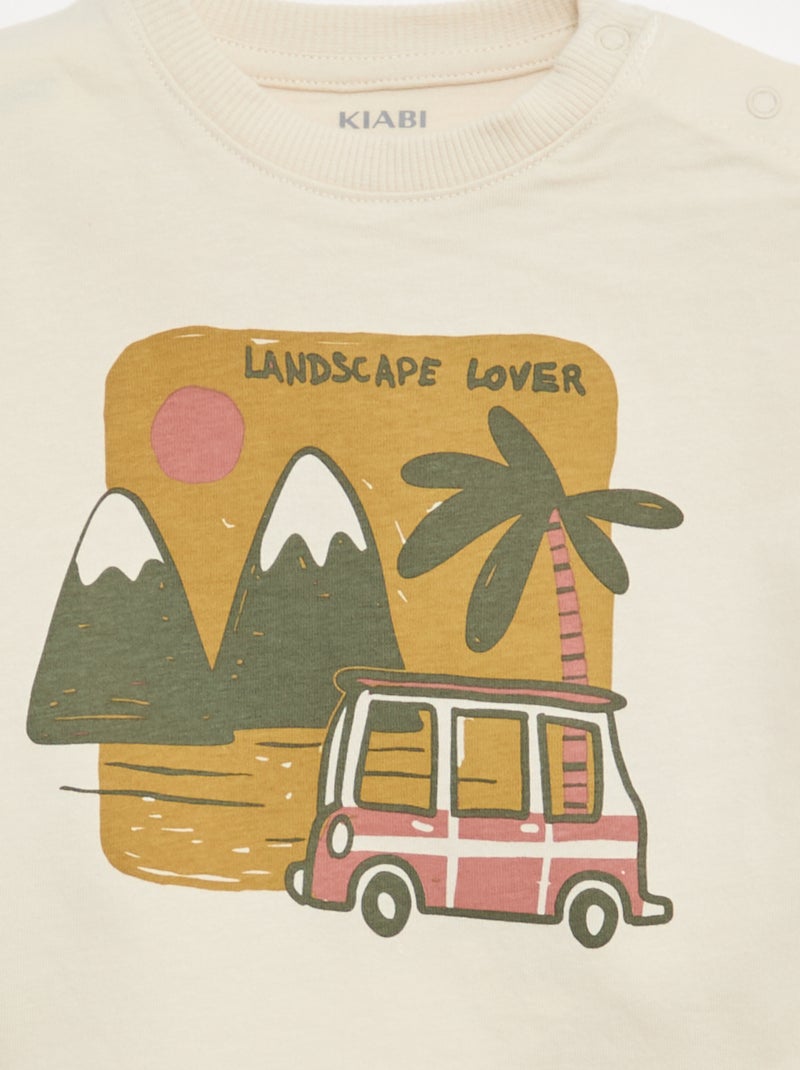 Ensemble 2 pièces en coton  T-shirt + short Beige - Kiabi