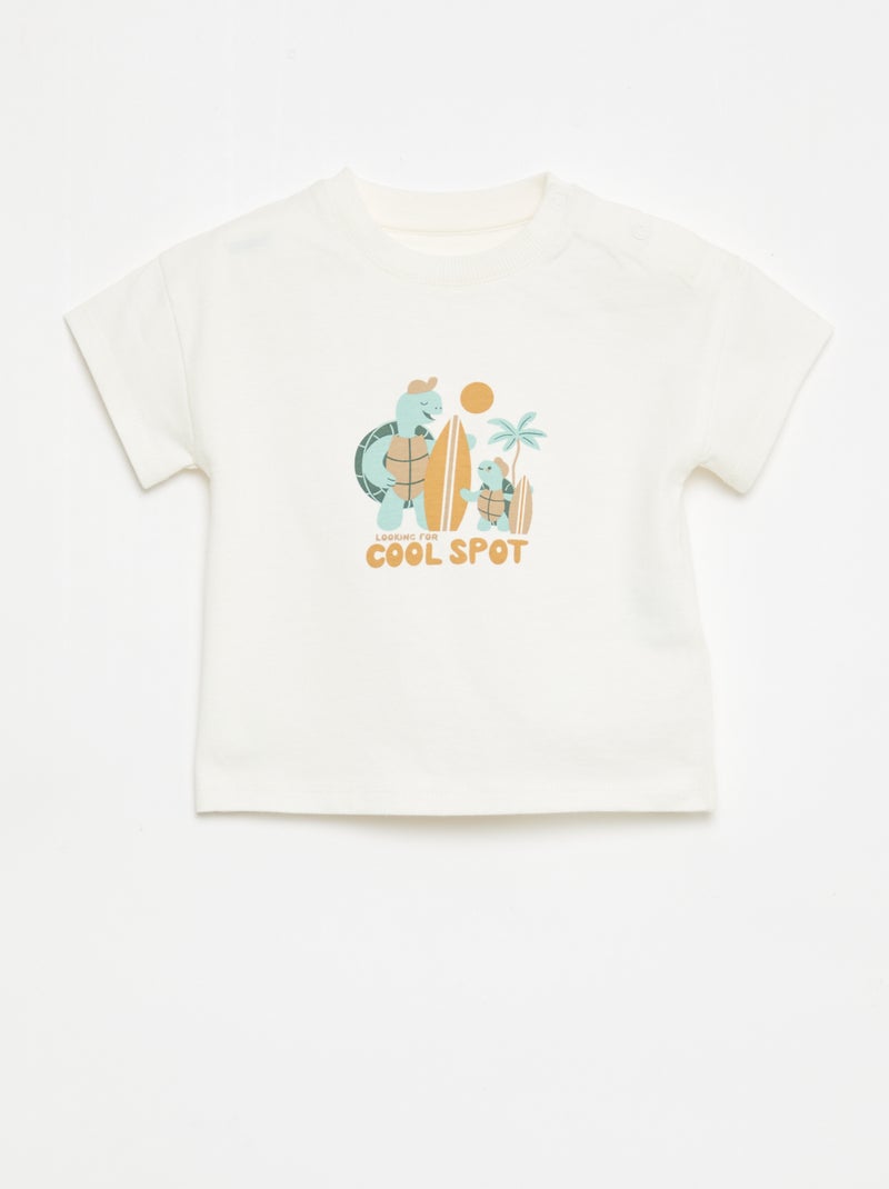 Ensemble 2 pièces en coton  T-shirt + short Blanc - Kiabi