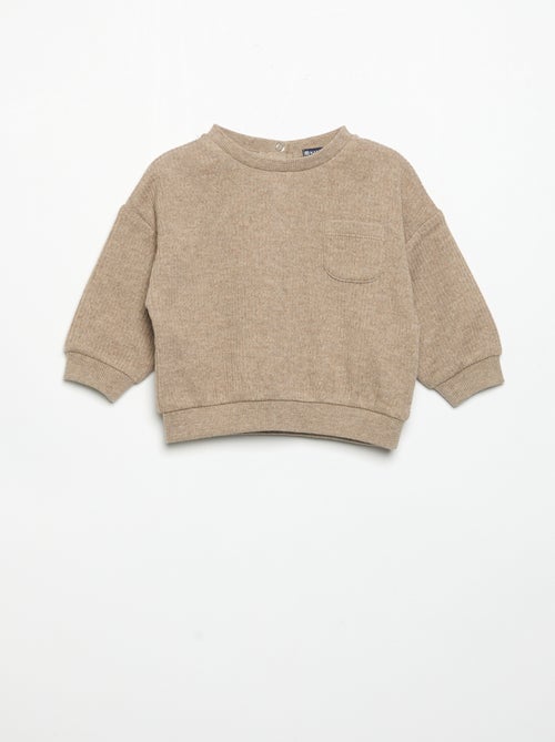 Ensemble 2 pièces en maille côtelée - Sweat + pantalon - Kiabi