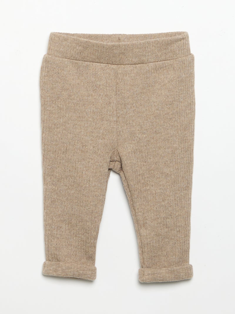Ensemble 2 pièces en maille côtelée - Sweat + pantalon Beige - Kiabi