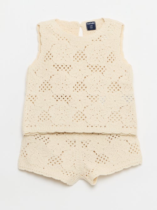 Ensemble 2 pièces en maille crochet - top + short - Kiabi