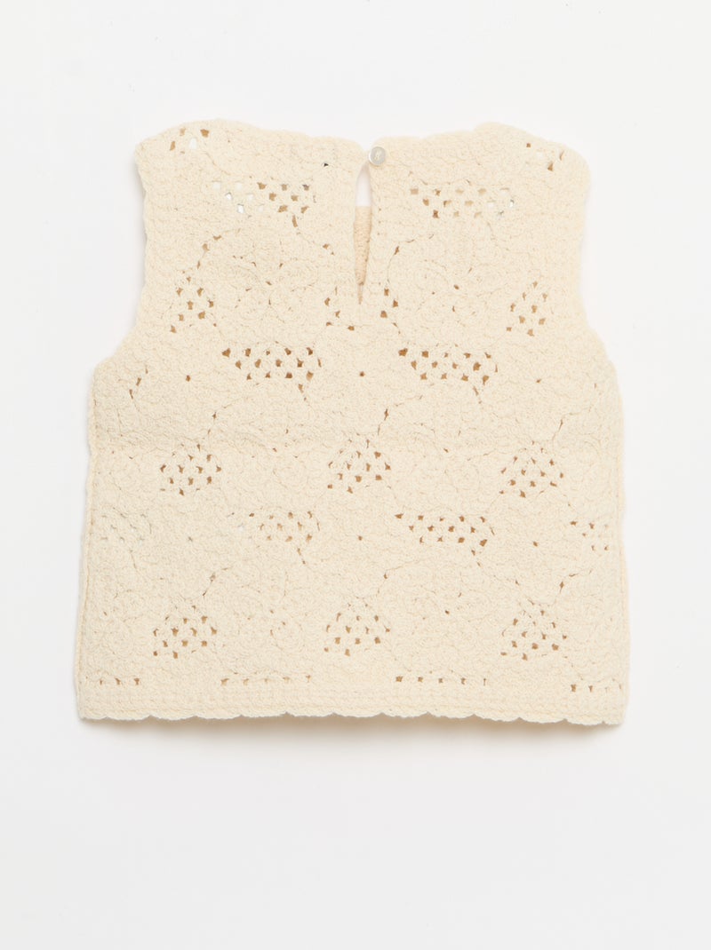 Ensemble 2 pièces en maille crochet - top + short Blanc - Kiabi