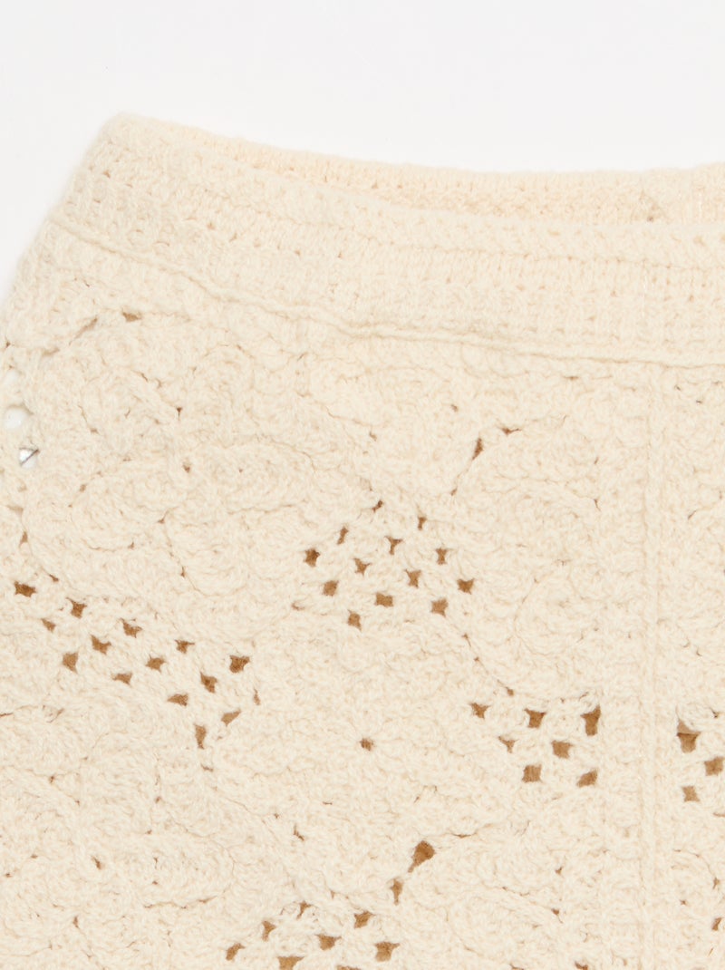 Ensemble 2 pièces en maille crochet - top + short Blanc - Kiabi