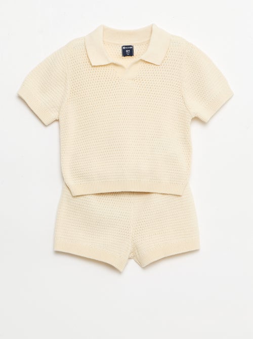 Ensemble 2 pièces en tricot - T-shirt polo + short - Kiabi