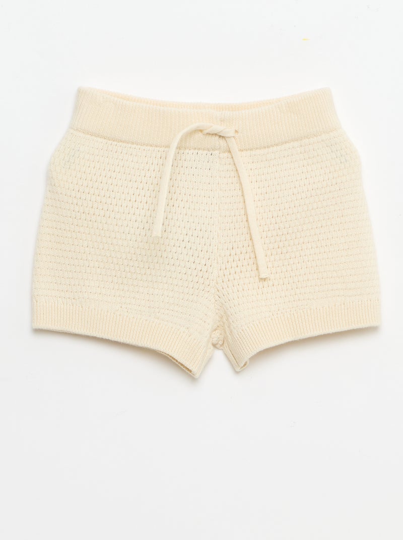 Ensemble 2 pièces en tricot - T-shirt polo + short Beige - Kiabi