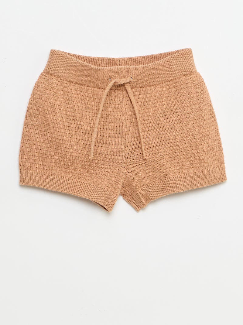 Ensemble 2 pièces en tricot - T-shirt polo + short Marron - Kiabi