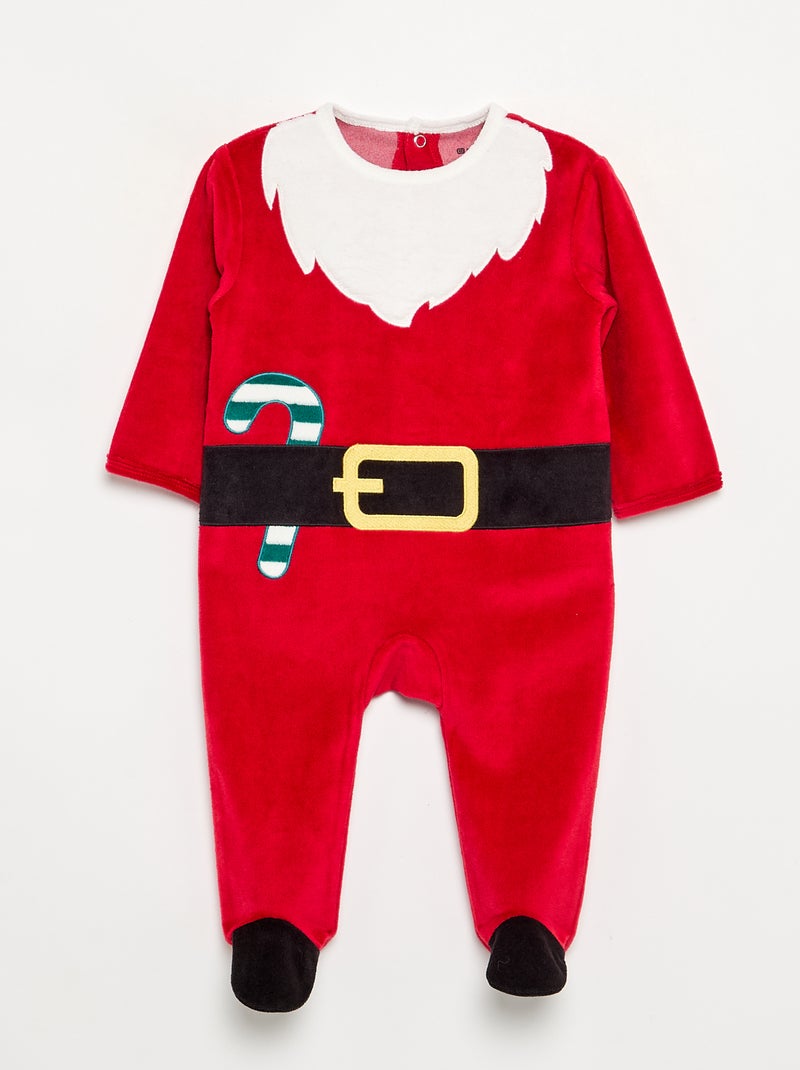 Ensemble 2 pièces 'Noël' en velours - pyjama dors bien + bonnet Rouge - Kiabi