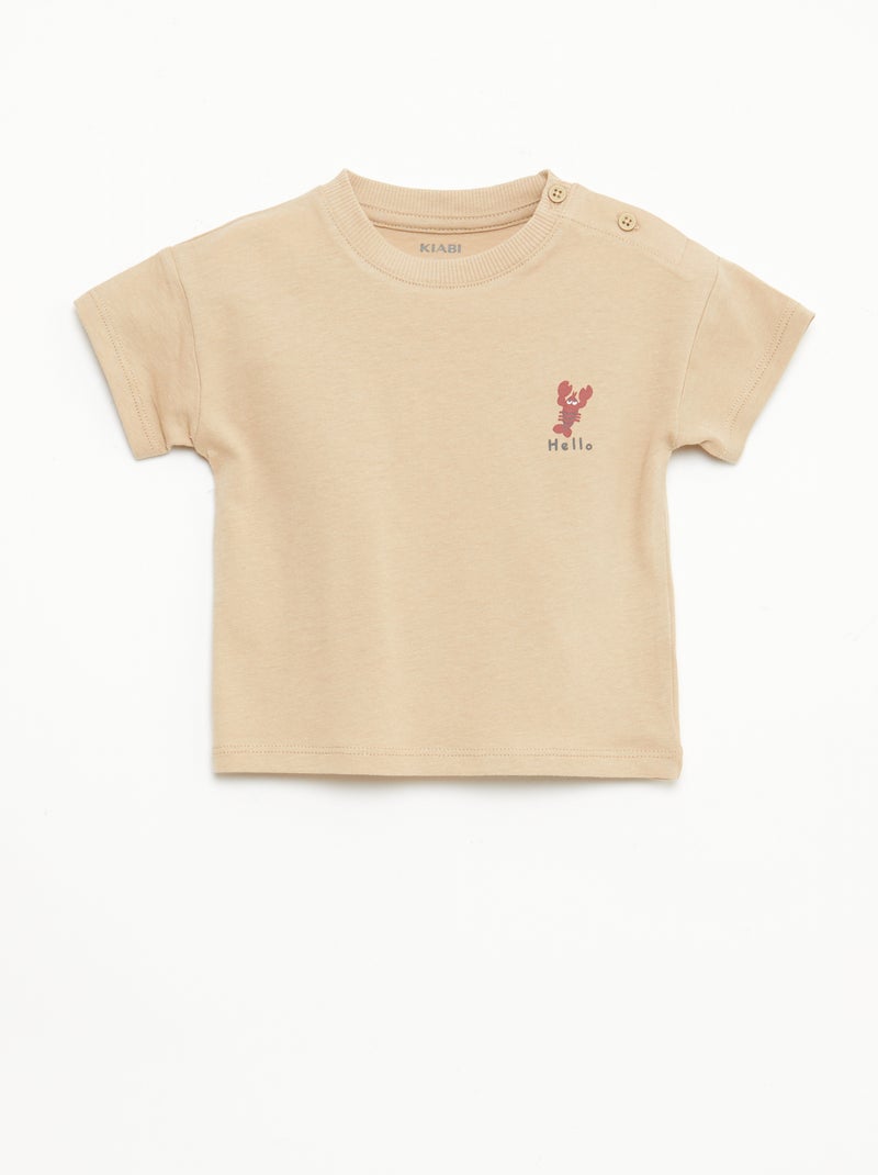 Ensemble 2 pièces short + T-shirt Beige - Kiabi