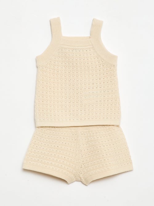 Ensemble 2 pièces short + T-shirt en crochet - Kiabi