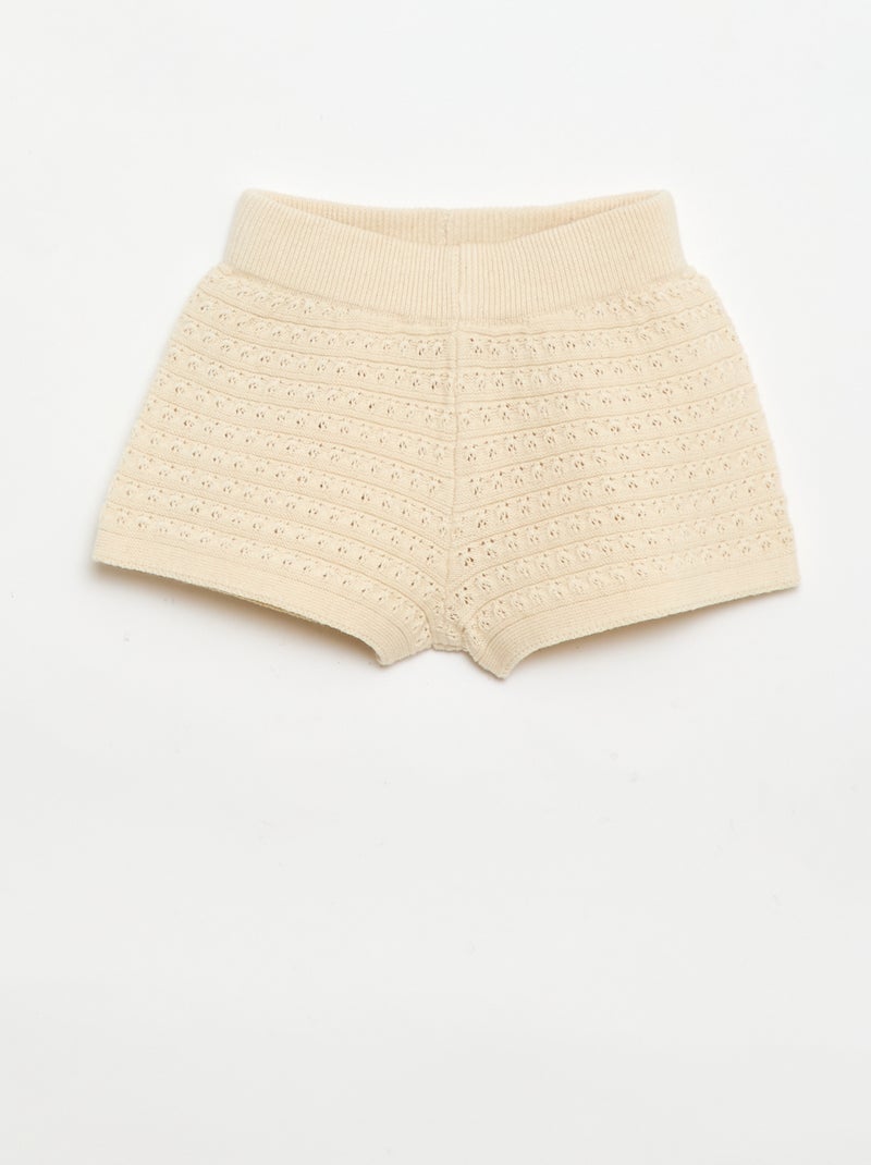 Ensemble 2 pièces short + T-shirt en crochet Blanc - Kiabi