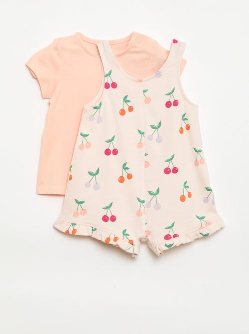 Ensemble 2 pièces T-shirt + combishort - Kiabi