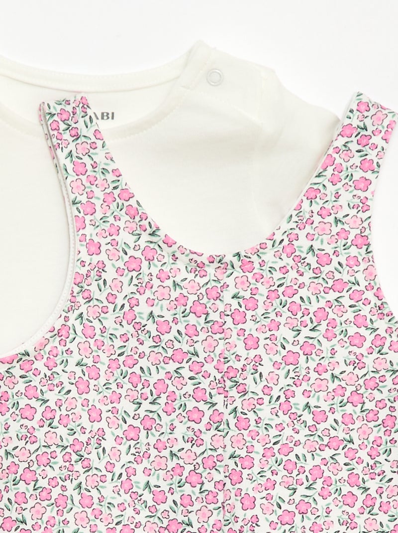 Ensemble 2 pièces T-shirt + combishort Rose - Kiabi