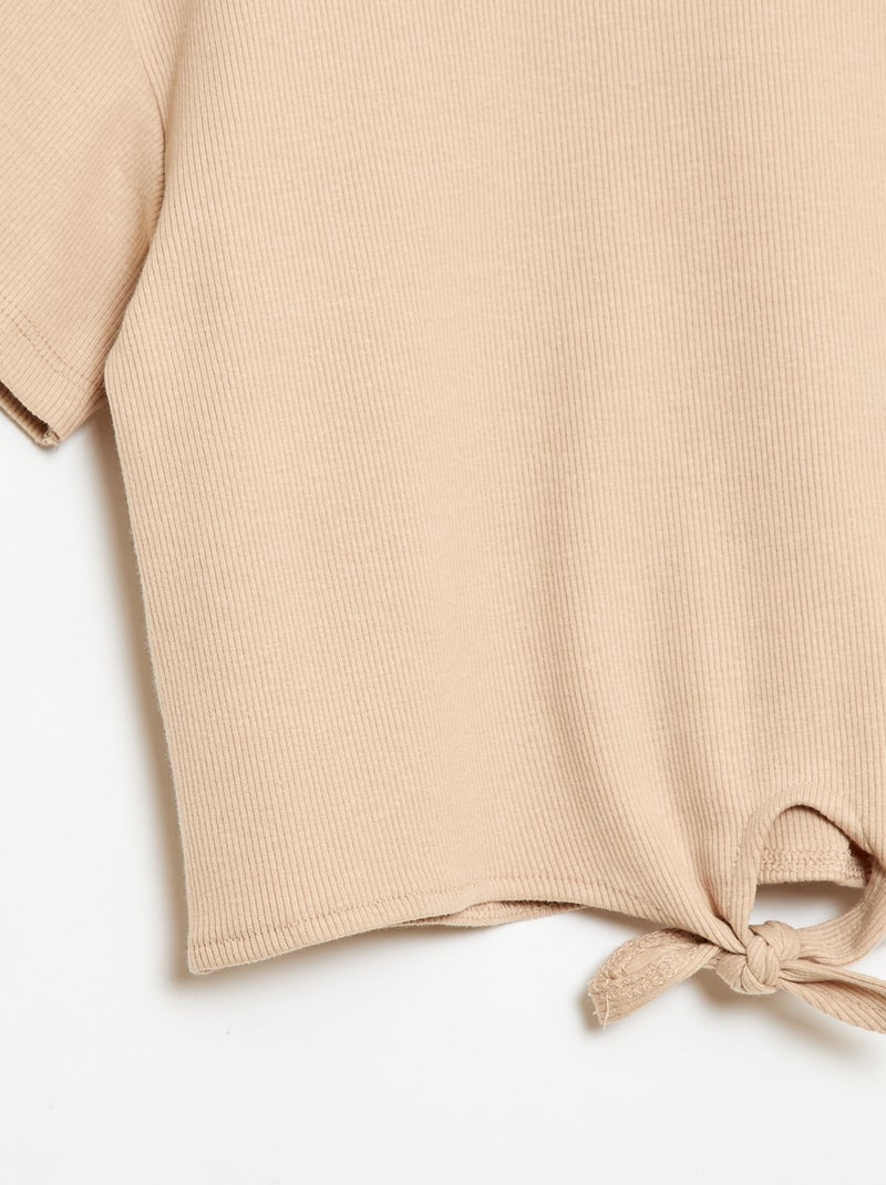 Ensemble 2 pièces T-shirt + pantalon forme flare Beige - Kiabi