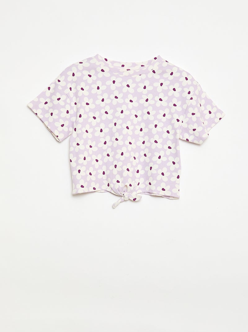 Ensemble 2 pièces T-shirt + pantalon forme flare Mauve/lilas - Kiabi